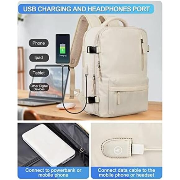 Large Travel Work Business Backpack Carry on flight Approved Laptop Backpack - Picture 3 of 7